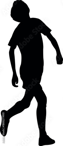 a boy runing body silhouette vector