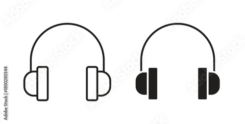 Headphone icon with editable stroke. Thin Line and flat icons for UI designs