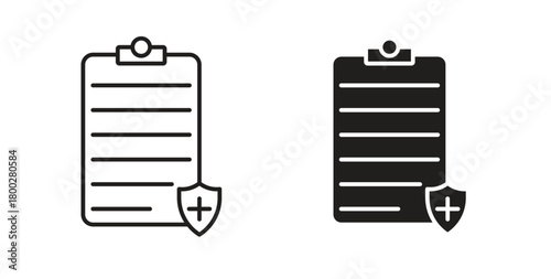 Health insurance icon with editable stroke. Thin Line and flat icons for UI designs
