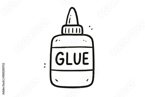 handdrawn cute doodle style glue bottle vector line illustration