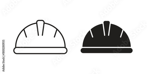 Helmet icon with editable stroke. Thin Line and flat icons for UI designs