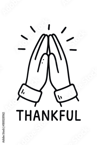 handdrawn cute doodle style gratitude hands vector line illustration