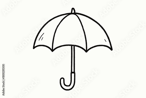 handdrawn cute doodle style umbrella vector line illustration