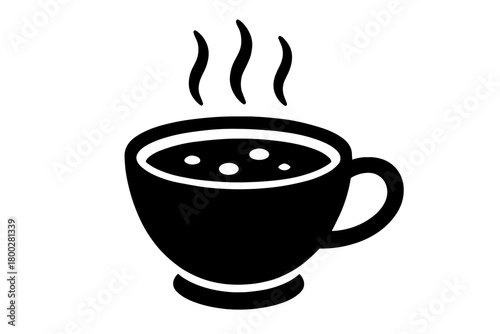cup of soup flat black solid vector illustration isolated on white background