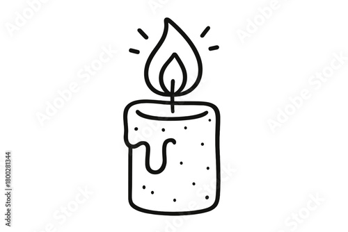 handdrawn cute doodle style candle flame vector line illustration