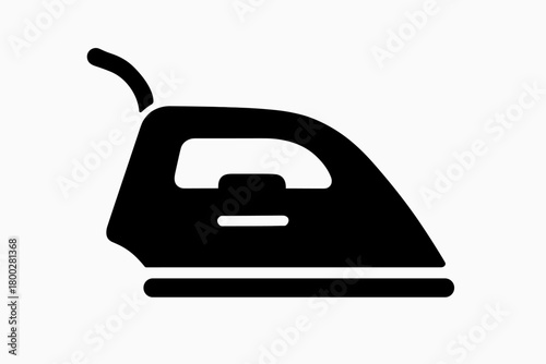 clothes iron flat black solid vector illustration isolated on white background