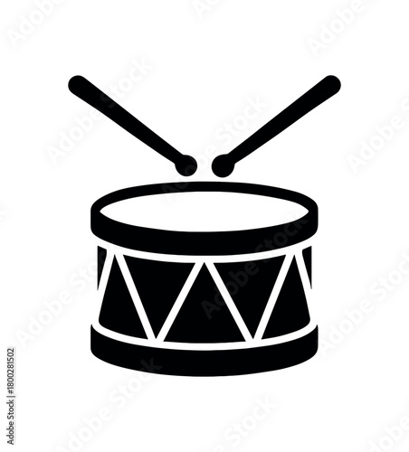 drum with sticks flat black solid vector illustration isolated on white background