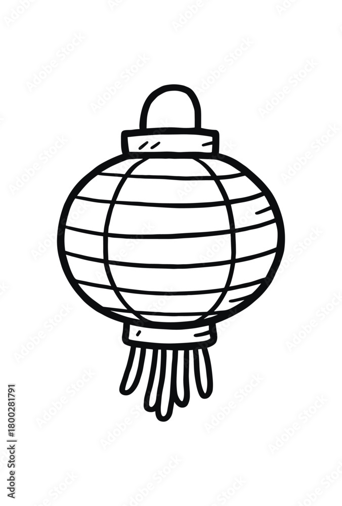 Fototapeta premium handdrawn cute doodle style paper lantern vector line illustration