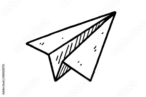 handdrawn cute doodle style paper airplane vector line illustration