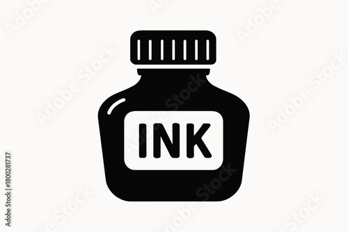 ink bottle flat black solid vector illustration isolated on white background