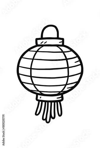 handdrawn cute doodle style paper lantern vector line illustration