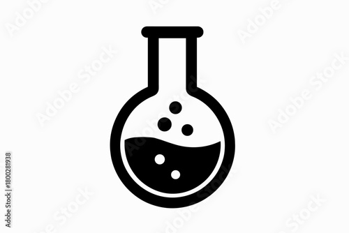 chemistry flask flat black solid vector illustration isolated on white background