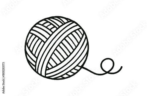 handdrawn cute doodle style wool yarn ball vector line illustration