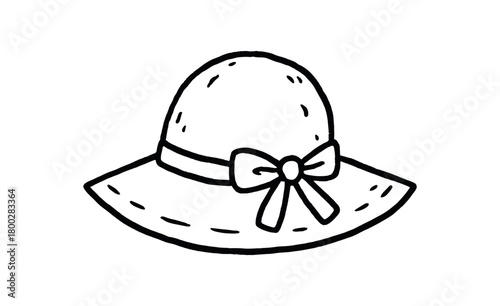 handdrawn cute doodle style sun hat vector line illustration