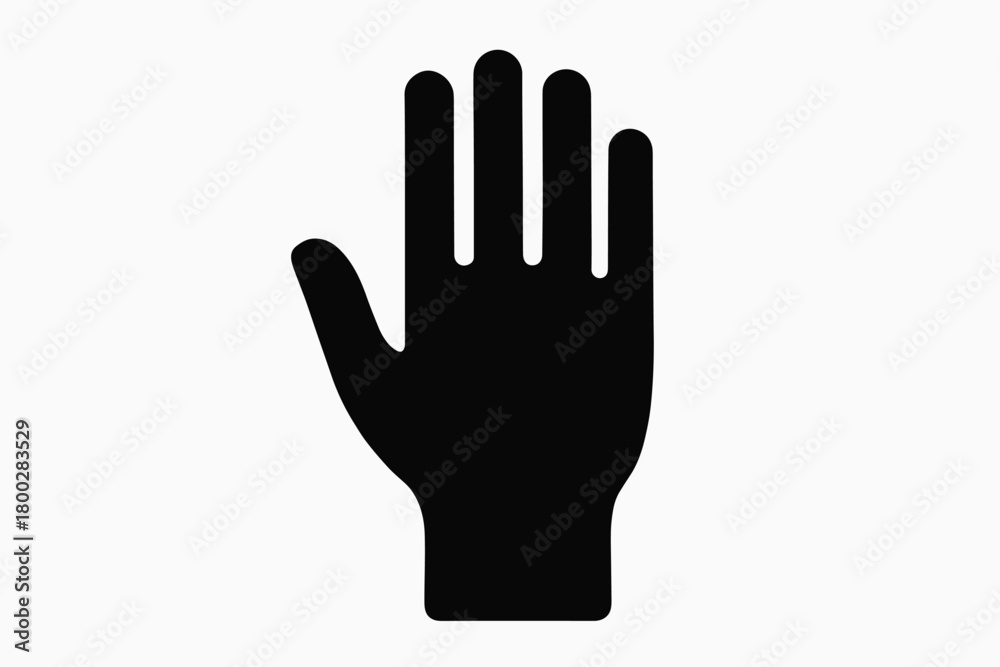 Obraz premium palm hand flat black solid vector illustration isolated on white background