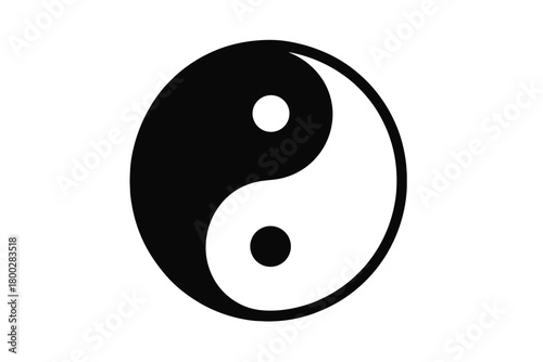 yin yang flat black solid vector illustration isolated on white background