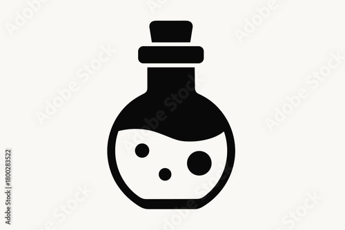 potion bottle flat black solid vector illustration isolated on white background