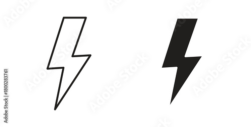Lightning icon with editable stroke. Thin Line and flat icons for UI designs