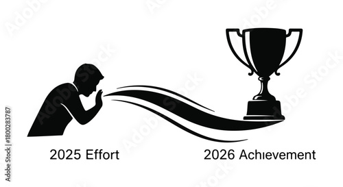 Person blowing towards a trophy symbolizing future success and achievement in 2026