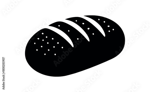loaf of bread with salt flat black solid vector illustration isolated on white background