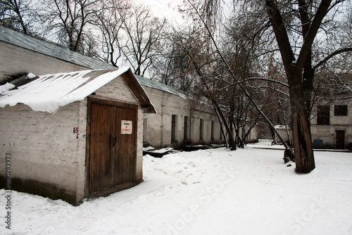 Old abandoned building in winter. Russia, Moscow