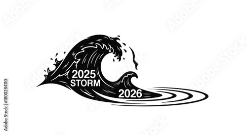 Powerful wave symbolizing the transition from 2025 to 2026, representing change and new beginnings.