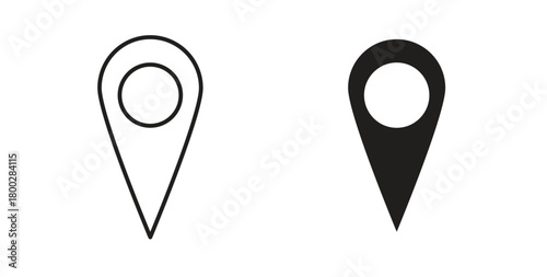 Location icon with editable stroke. Thin Line and flat icons for UI designs
