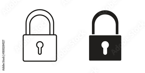 Lock closed icon with editable stroke. Thin Line and flat icons for UI designs
