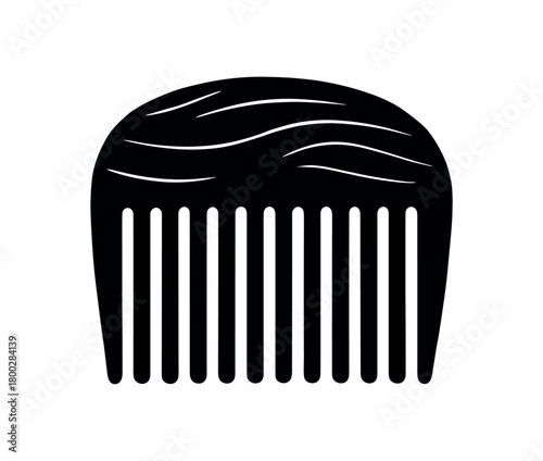 wooden comb flat black solid vector illustration isolated on white background