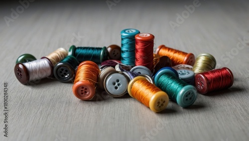Close up of a huge group of colorful buttons on a table
