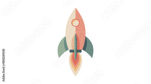 An illustration of a retro-style rocket ship launching into space.