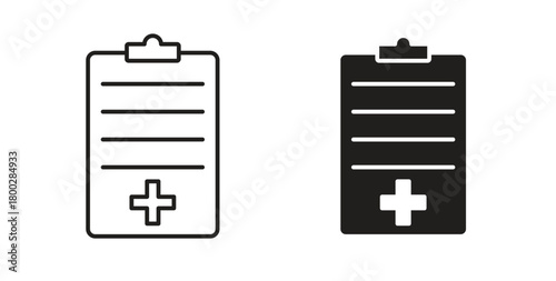 Medical report icon with editable stroke. Thin Line and flat icons for UI designs