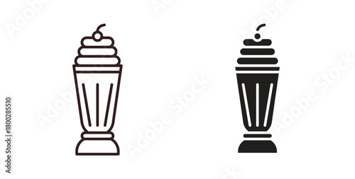Milkshake icon with editable stroke. Thin Line and flat icons for UI designs