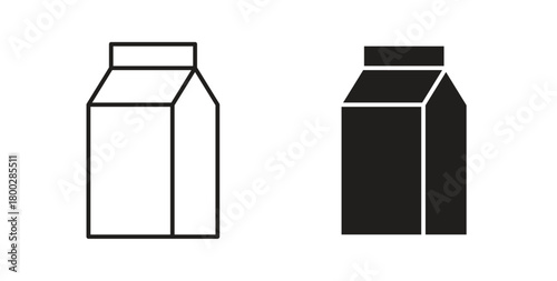 Milk carton icon with editable stroke. Thin Line and flat icons for UI designs