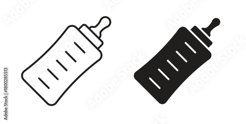 Milk bottle icon with editable stroke. Thin Line and flat icons for UI designs