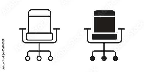 Office chair icon with editable stroke. Thin Line and flat icons for UI designs