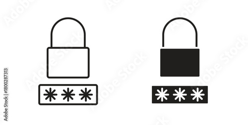 Password icon with editable stroke. Thin Line and flat icons for UI designs