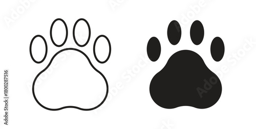 Paw icon with editable stroke. Thin Line and flat icons for UI designs
