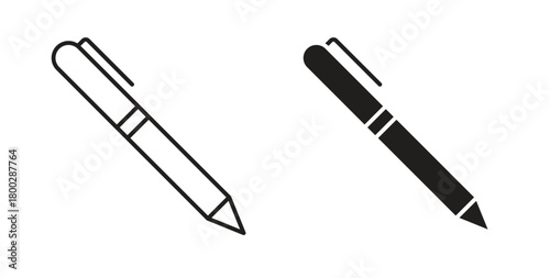 Pen icon with editable stroke. Thin Line and flat icons for UI designs