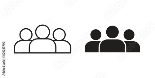 people icon with editable stroke. Thin Line and flat icons for UI designs