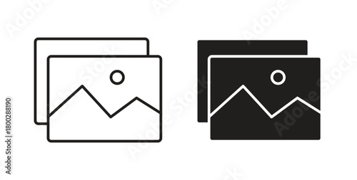 Picture icon with editable stroke. Thin Line and flat icons for UI designs