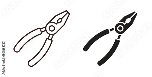 Pliers icon with editable stroke. Thin Line and flat icons for UI designs