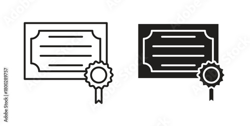 Qualification icon with editable stroke. Thin Line and flat icons for UI designs