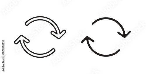 Refresh icon with editable stroke. Thin Line and flat icons for UI designs