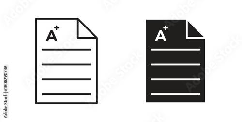 Report card icon with editable stroke. Thin Line and flat icons for UI designs