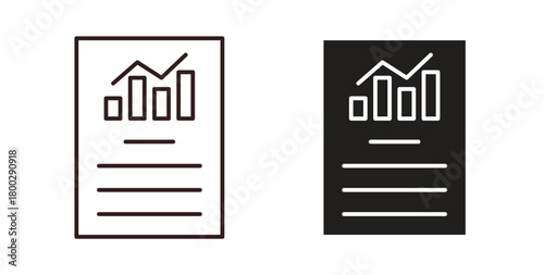 Report icon with editable stroke. Thin Line and flat icons for UI designs