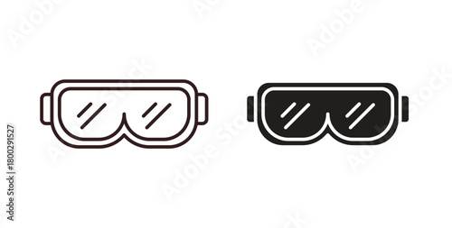 Safety goggles icon with editable stroke. Thin Line and flat icons for UI designs