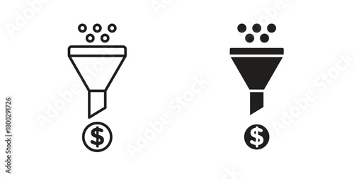 Sales funnel icon with editable stroke. Thin Line and flat icons for UI designs