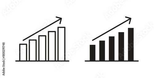Sales growth icon with editable stroke. Thin Line and flat icons for UI designs