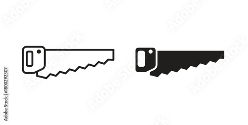 Saw icon with editable stroke. Thin Line and flat icons for UI designs
